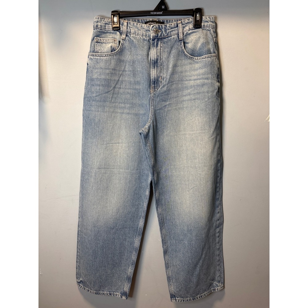 NEOHIT Light Wash Wide Leg Barrel Jeans High Waisted Cotton Denim Blue EUR 40